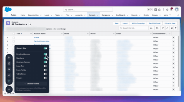 Afbeelding: Voorbeeld van automatisch geblurde velden in screenshots