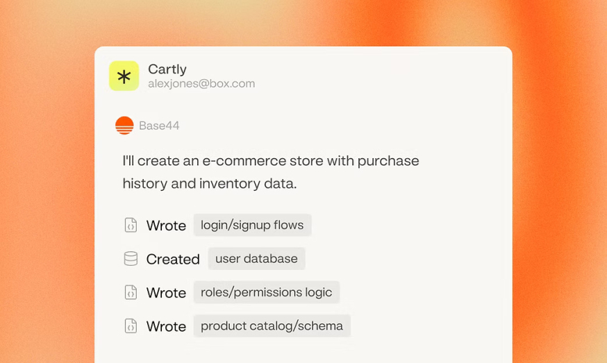 Afbeelding: Kaartje met AI-output zoals login/signup flows, user database en roles/permissions logic