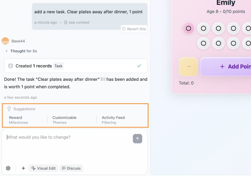 Afbeelding: AI-chat die een record aanmaakt op basis van een korte instructie
