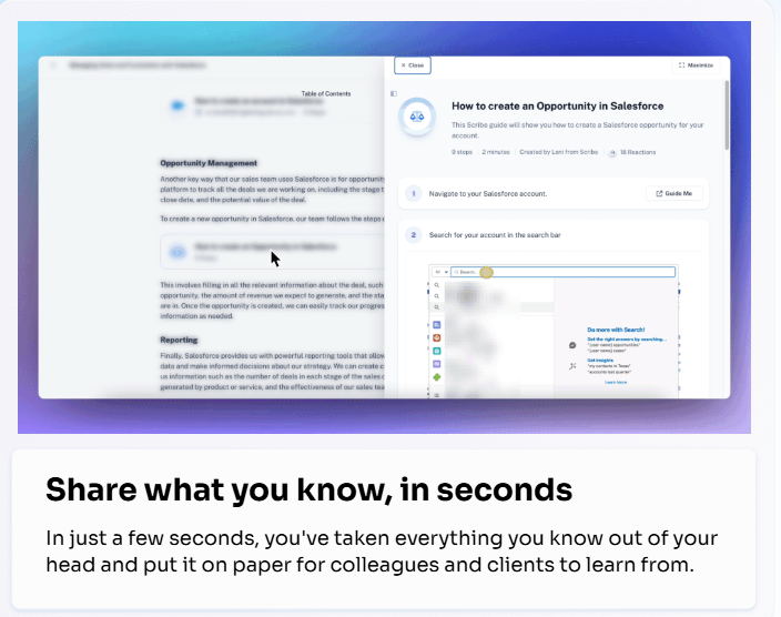 Afbeelding: Scribe maakt kennis deelbaar in seconden via guides die collega’s kunnen volgen