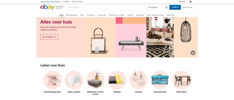 eBay is een inspirerend voorbeeld van een webshop die toegankelijk is voor mensen met een beperking Schermafdruk opingspagina ebay.nl, eBay is een inspirerend voorbeeld van webshops die wel toegankelijk is voor mensen met een beperking