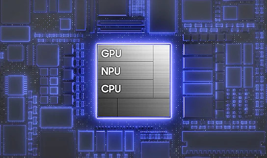 Afbeelding: Visual van de aangepaste processor van de Galaxy S26 Ultra met GPU, NPU en CPU