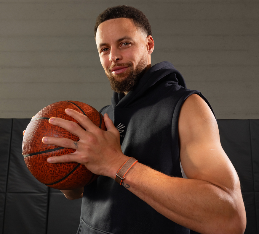 Stephen Curry met de nieuwe google Fitbid Air
