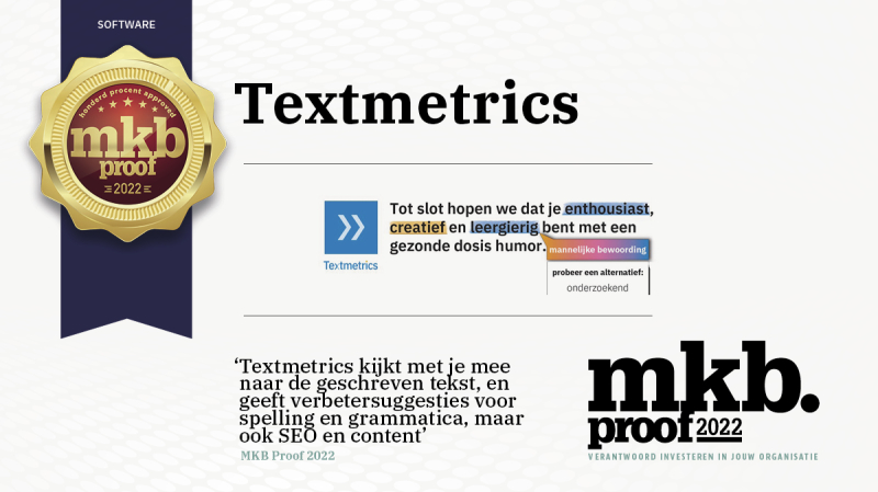 MKB Proof Award 2022: Textmetrics