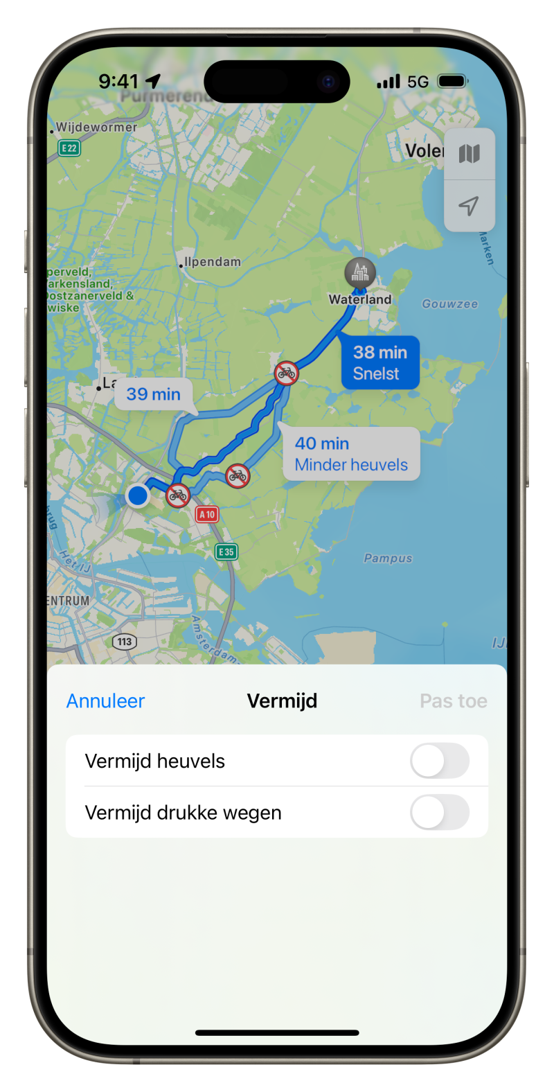 Apple Kaarten introduceert fietsroutes