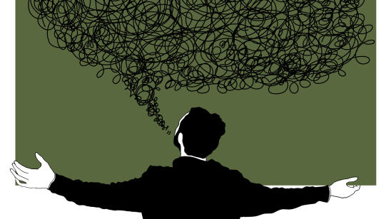 Een man met moeilijke gedachten
